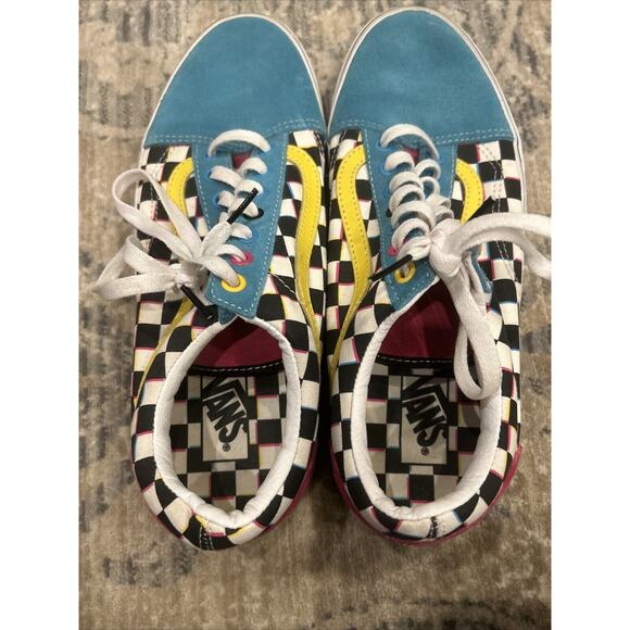 Vans Mens 10.5 Womens 12 Multicolor Checkered Suede Sneakers Bold Colorful - Picture 5 of 5